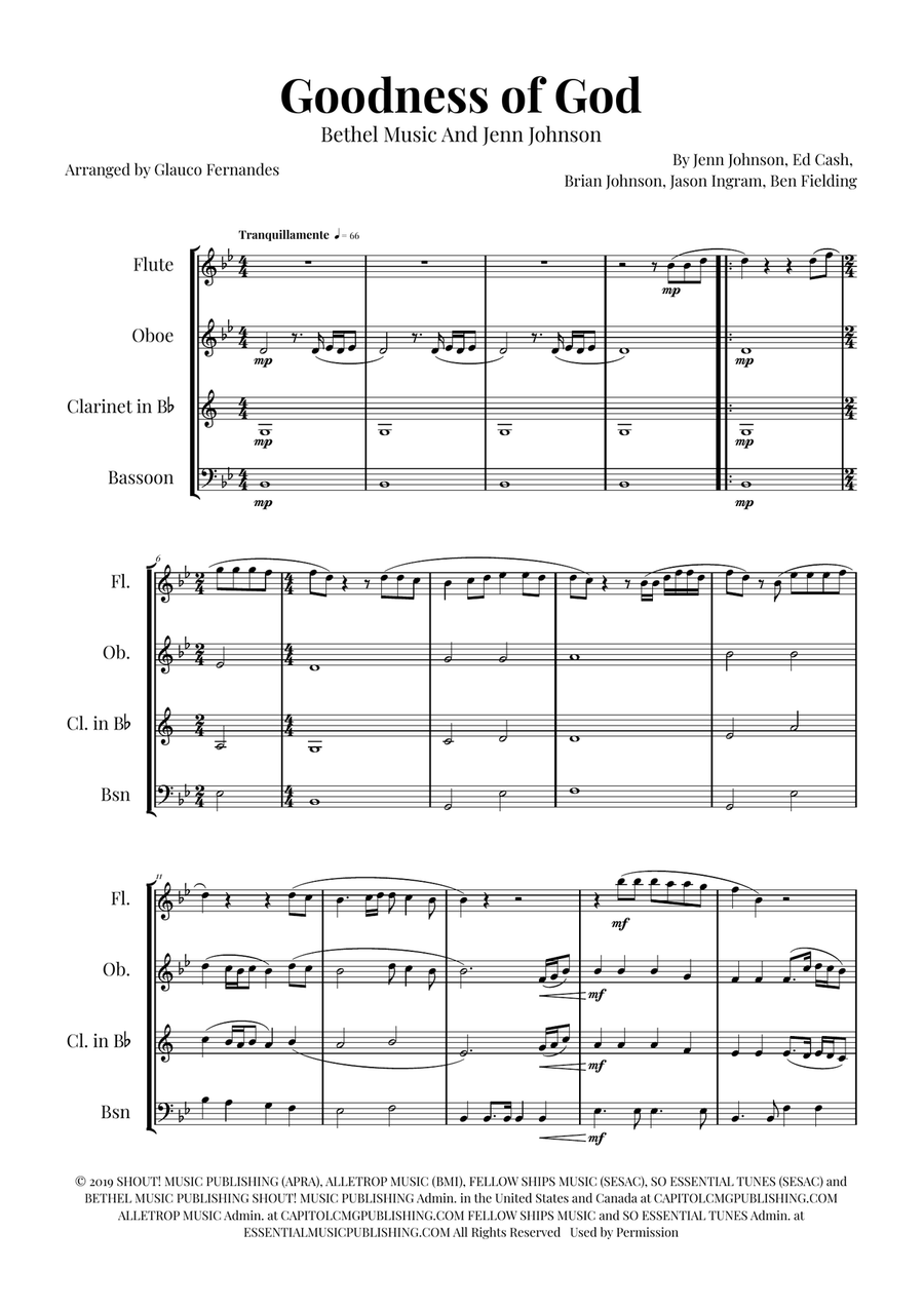 Goodness Of God Woodwind Quartet scores gallery preview page 1