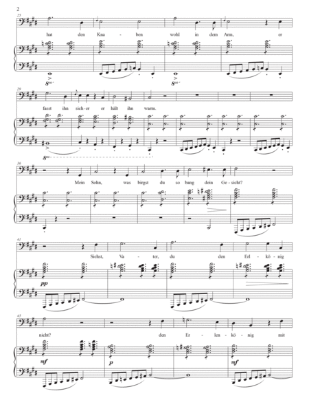 SCHUBERT: Erlkönig, D. 328 (transposed to C-sharp minor and C minor, bass clef)