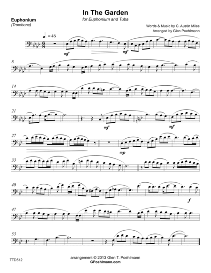 IN THE GARDEN - TROMBONE & TUBA DUET (unaccompanied) Brass Duet scores gallery preview page 3