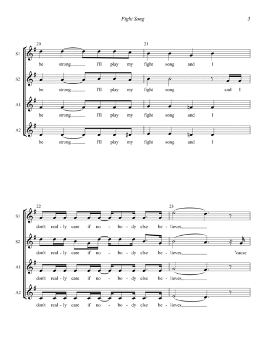 Fight Song (arr. Wayne Grimmer) SSAA scores gallery preview page 5