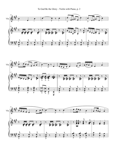 TO GOD BE THE GLORY One Movement Hymn Sonata (for Violin and Piano with Score/Part) image number null