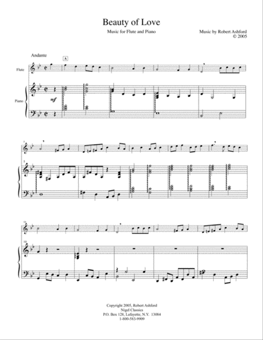 Beauty of Love (Flute and Piano) Flute Solo scores gallery preview page 1