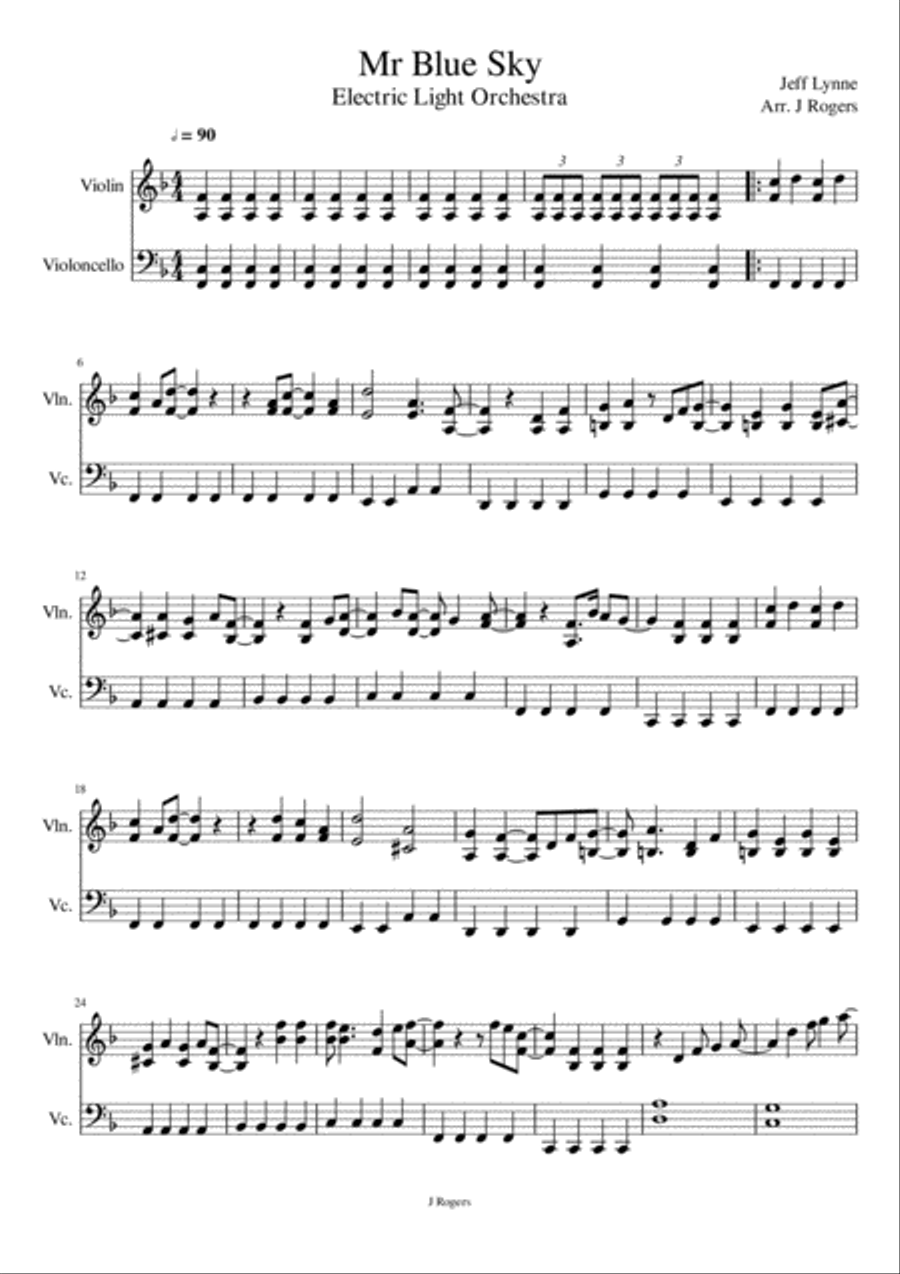 Mr. Blue Sky String Duet scores gallery preview page 1