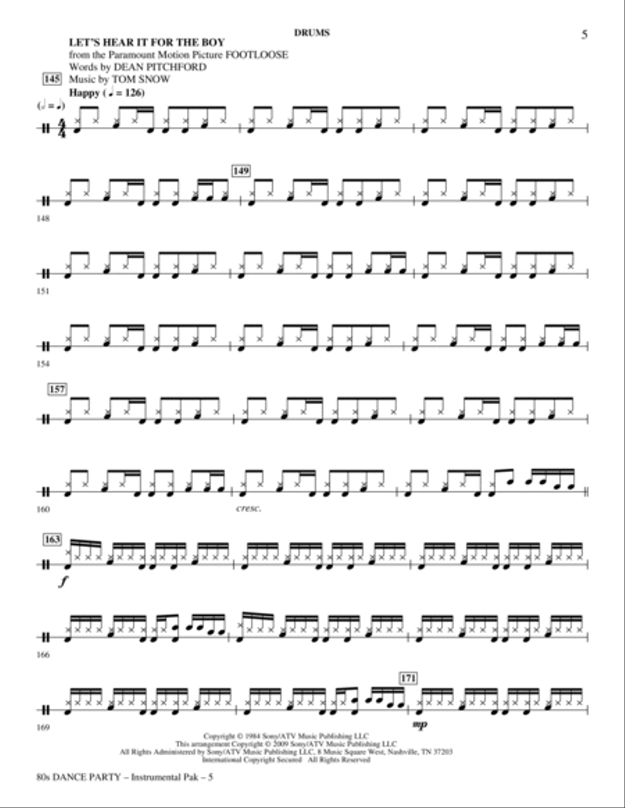 80s Dance Party (Medley) - Drums Choir scores gallery preview page 5