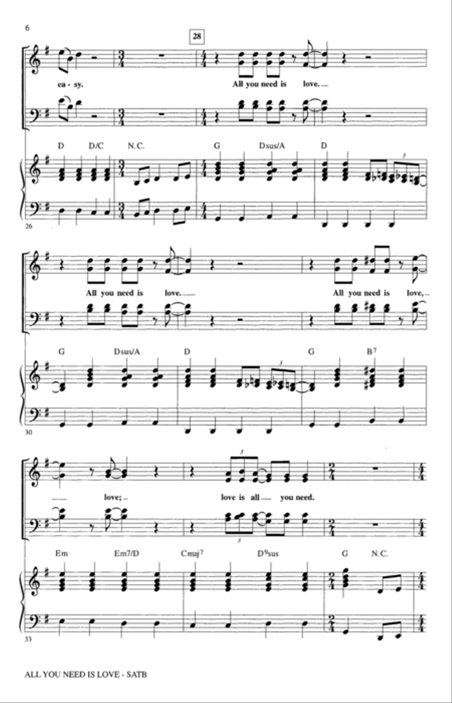 All You Need Is Love (arr. Alan Billingsley) 4-Part scores gallery preview page 4
