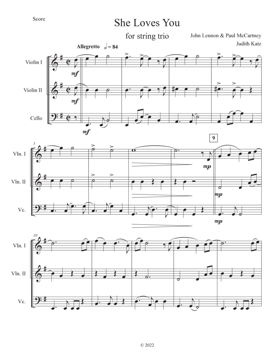 She Loves You She Loves You String Trio scores gallery preview page 1