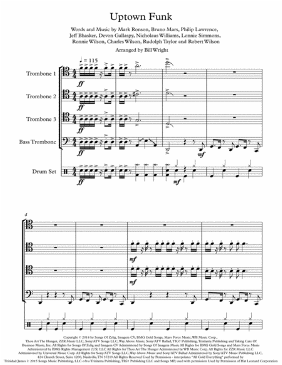 Uptown Funk Brass Ensemble scores gallery preview page 1