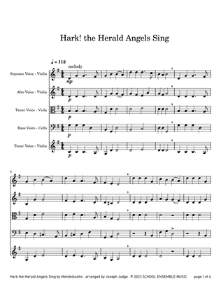 Hark The Herald Angels Sing for String Quartet in Schools