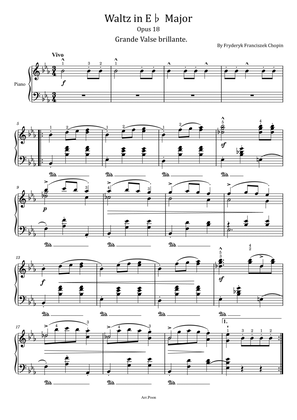 Book cover for Chopin Waltz in E♭ Major - Op.18 - “Grande Valse brillante” - Original With Fingered For Piano Solo