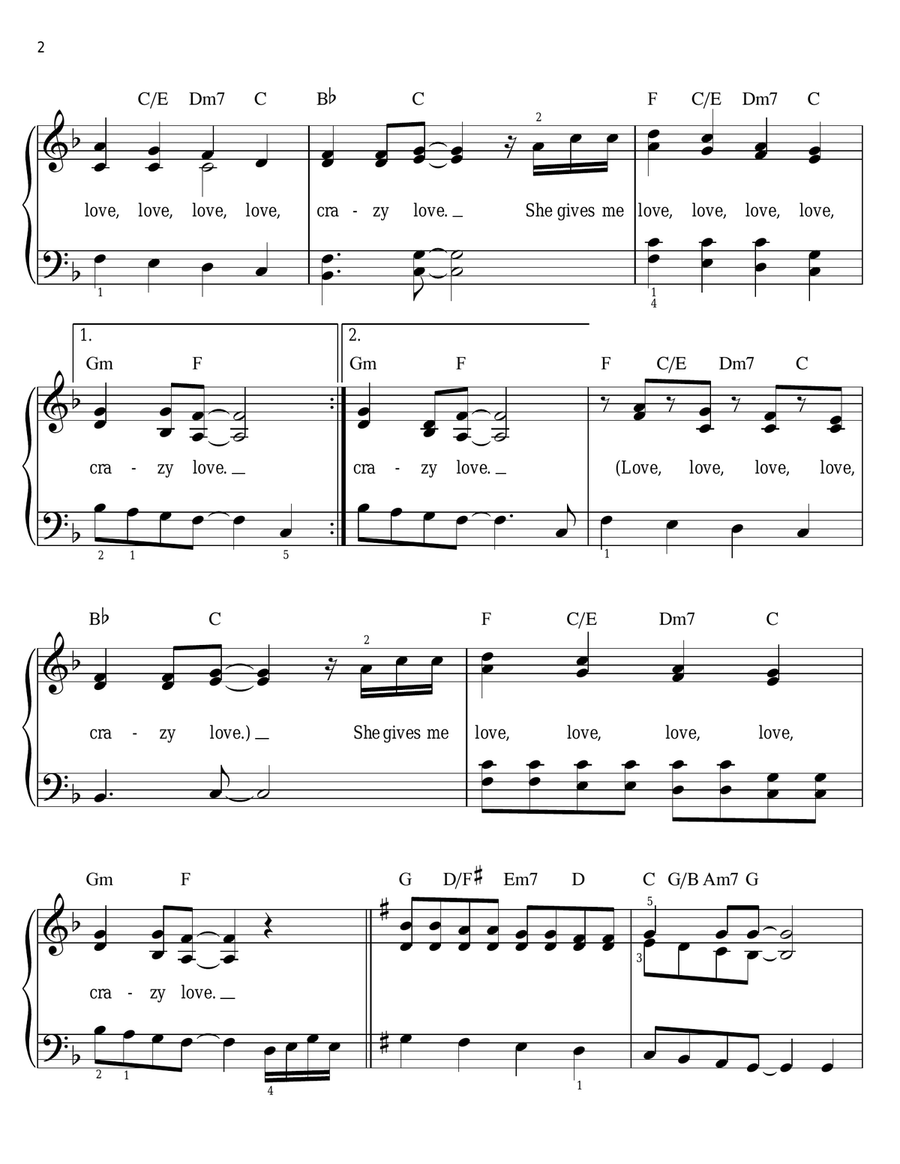 Crazy Love by Michael Buble Easy Piano - Digital Sheet Music page 2