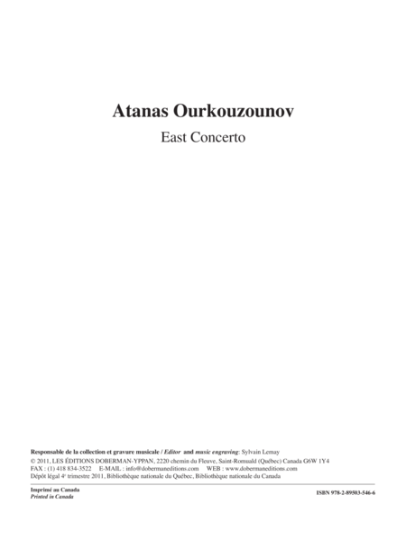 East Concerto, reduction de piano
