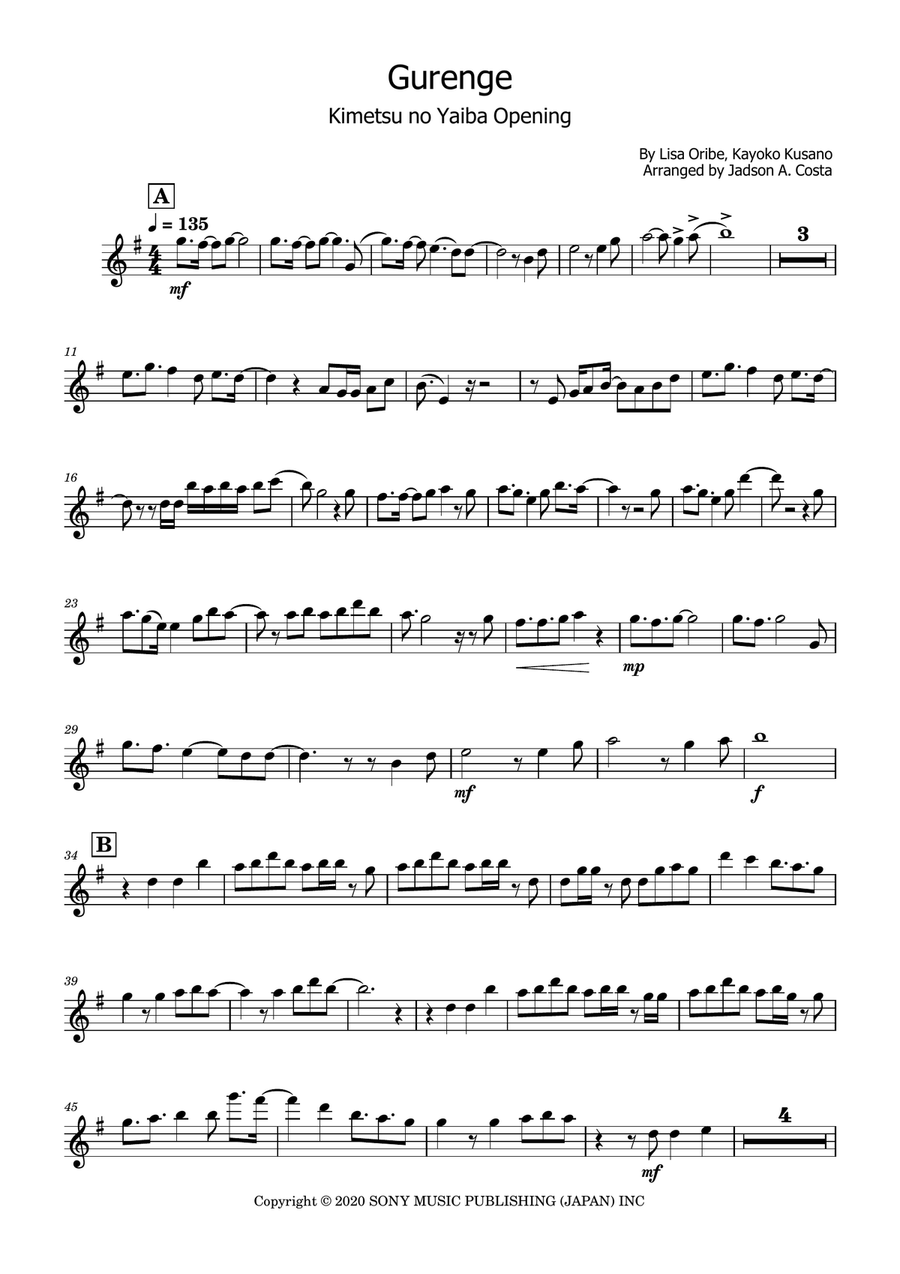 Gurenge Flute Solo scores gallery preview page 1