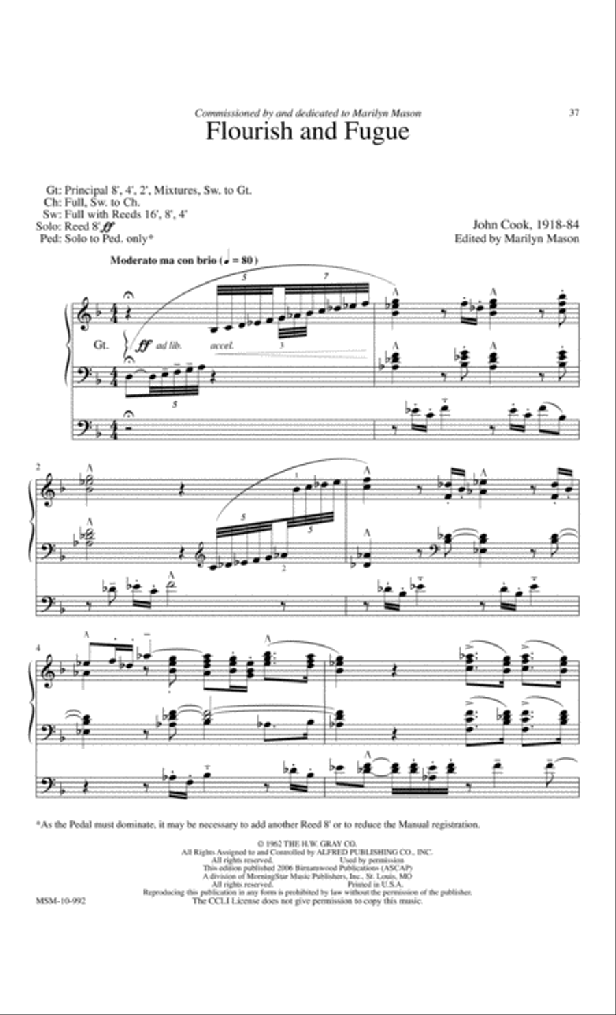 Marilyn Mason Music Library, Volume 3 Organ scores gallery preview page 11