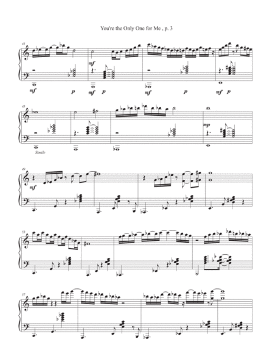 You're the Only One for Me (solo piano) Piano Solo scores gallery preview page 3