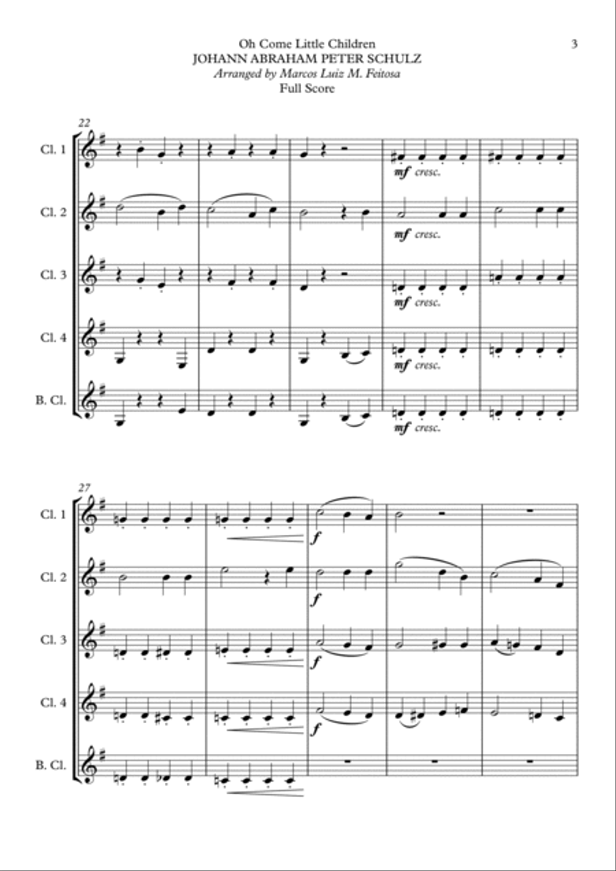 Oh Come Little Children - Clarinet Quintet Clarinet Quintet scores gallery preview page 5