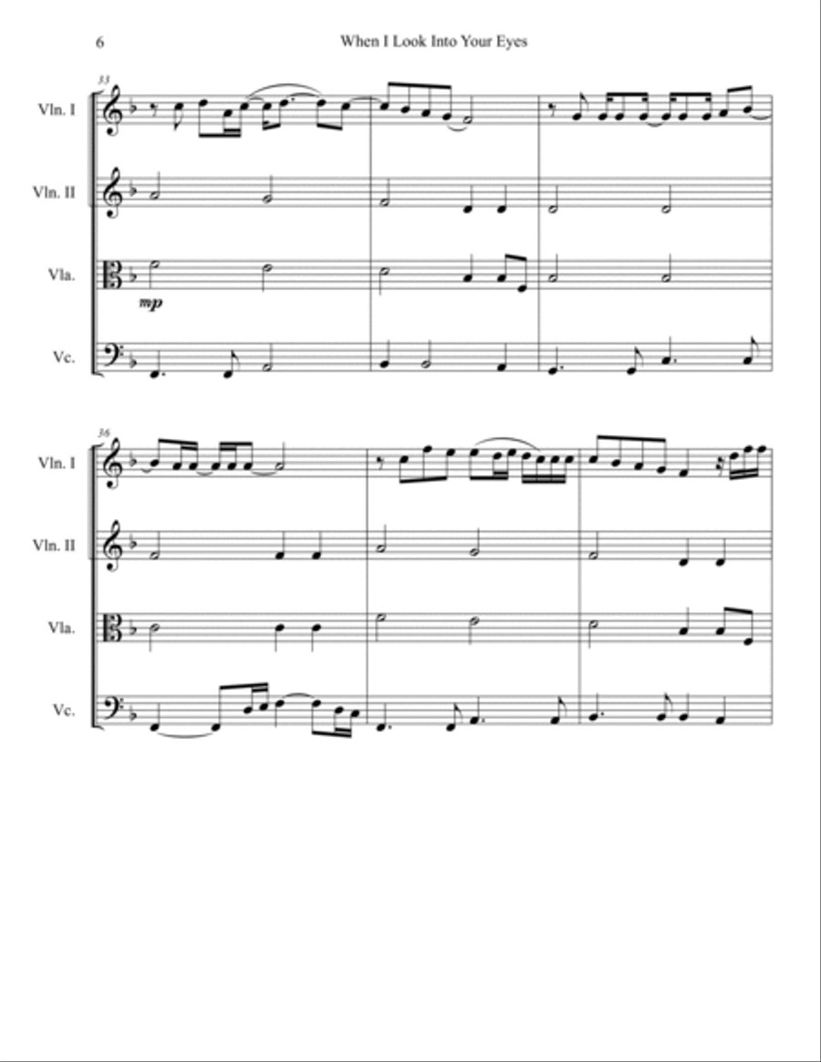 When I Look Into Your Eyes String Quartet scores gallery preview page 6