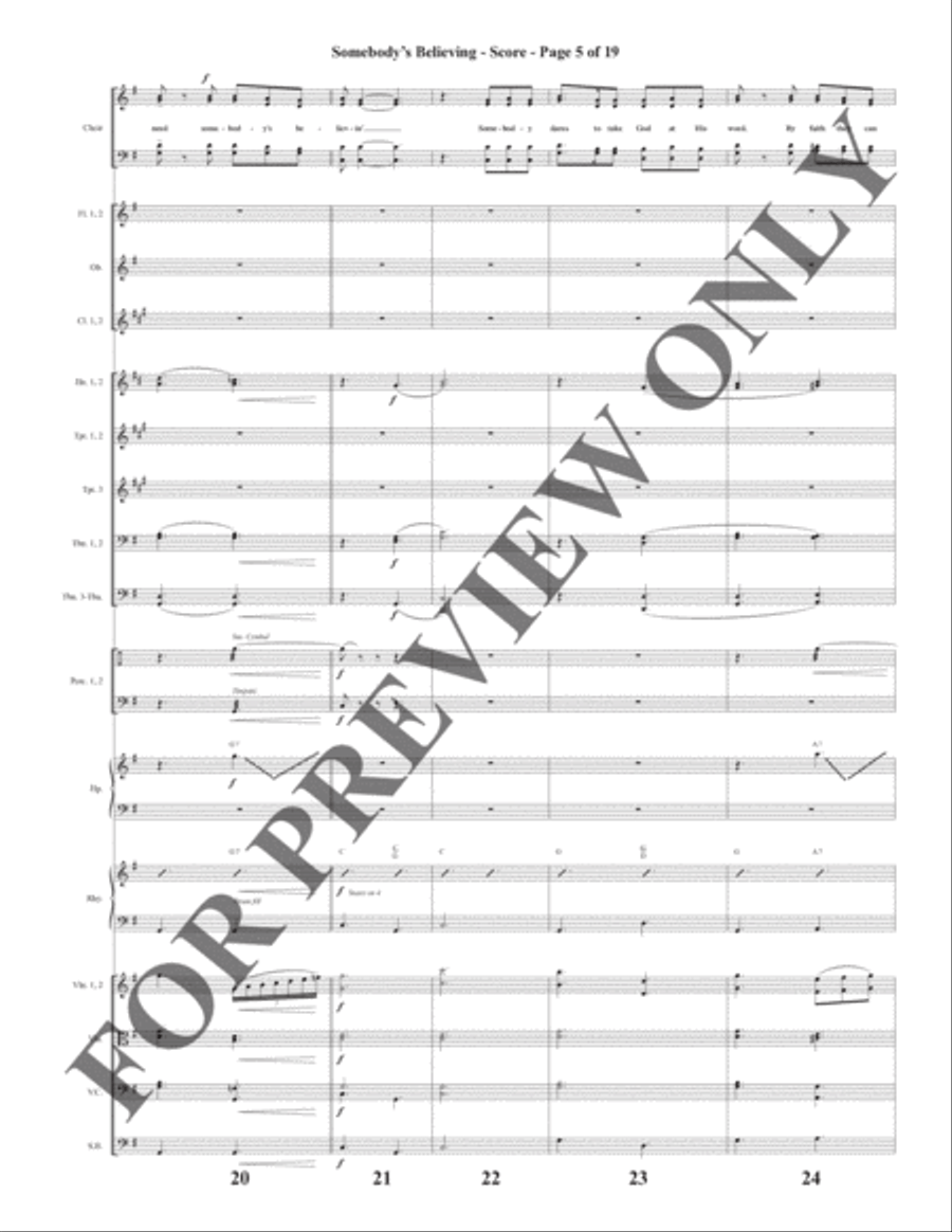 Somebody's Believing - Orchestration Choir scores gallery preview page 6