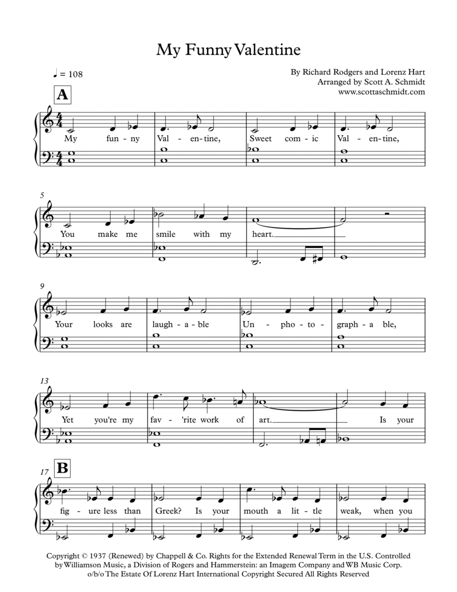 My Funny Valentine Piano Solo scores gallery preview page 1
