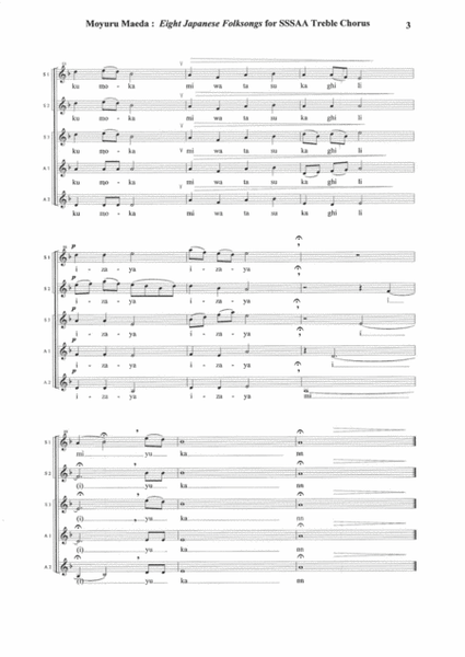 Moyuru Maeda: 8 Japanese Folksongs for SSAAA treble chorus image number null