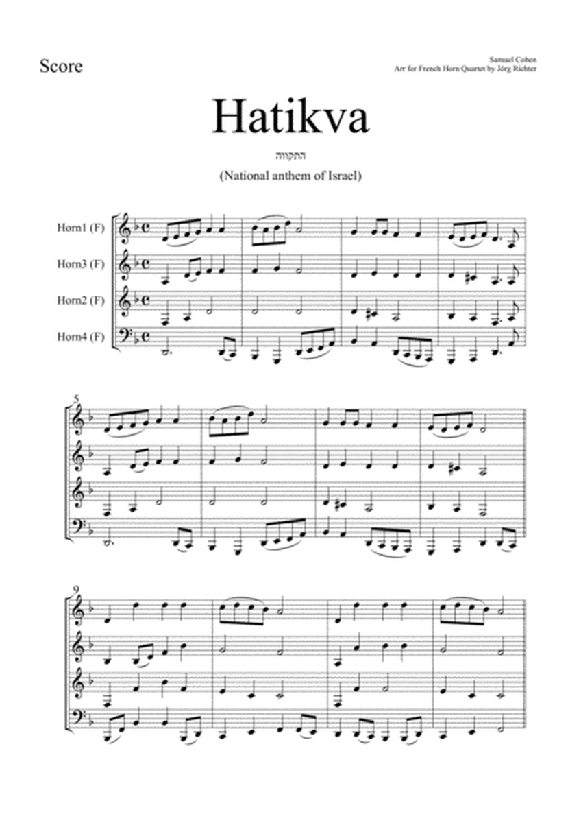 Hatikva (National Anthem of Israel) for French Horn Quartet image number null