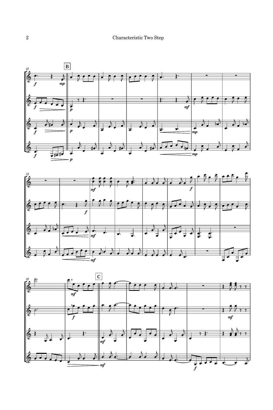 Characteristic Two Step - Exciting guitar quartet Guitar Ensemble scores gallery preview page 5