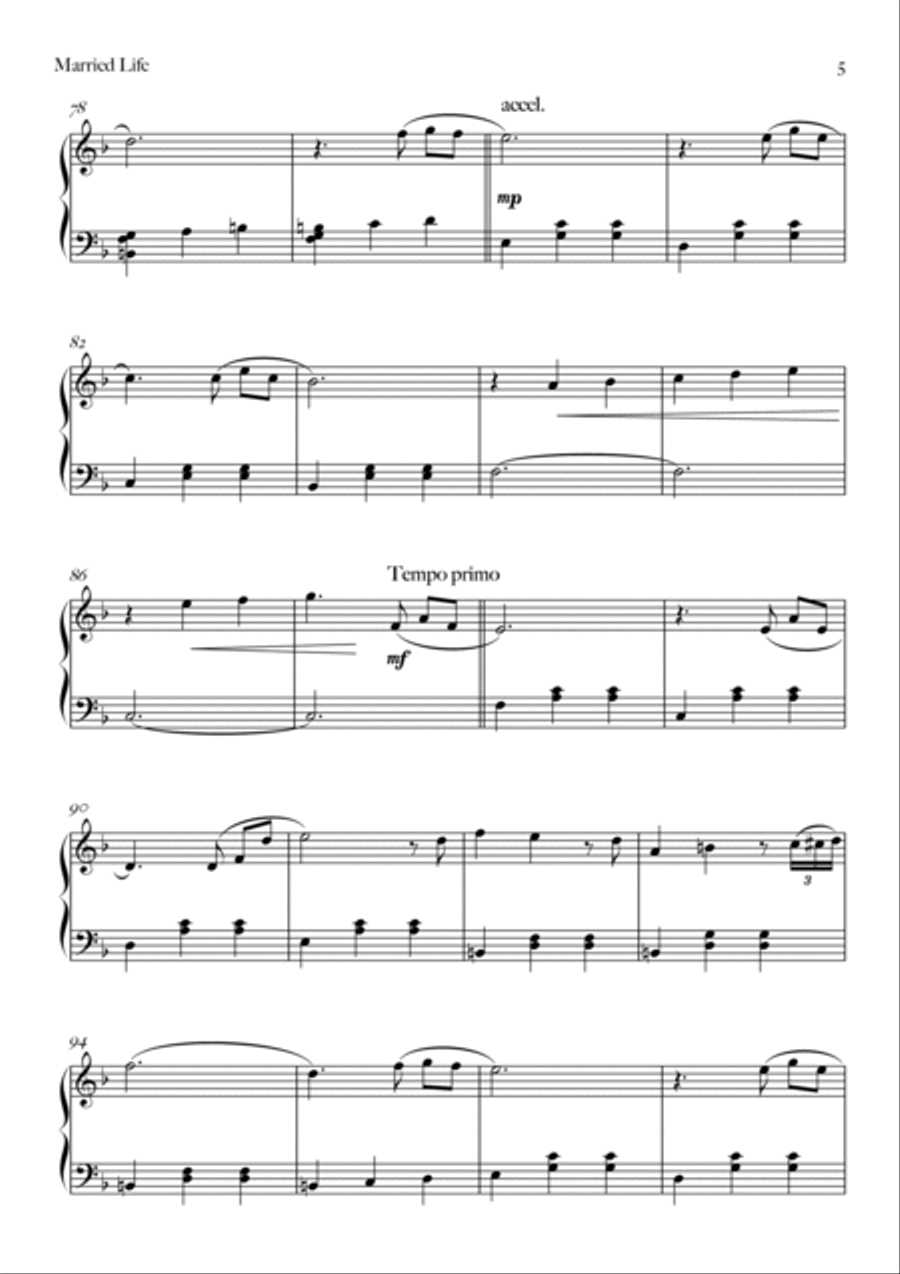 Married Life Easy Piano scores gallery preview page 5