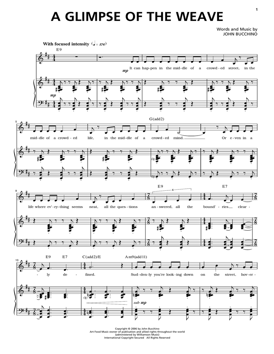 A Glimpse Of The Weave Piano, Vocal scores gallery preview page 1