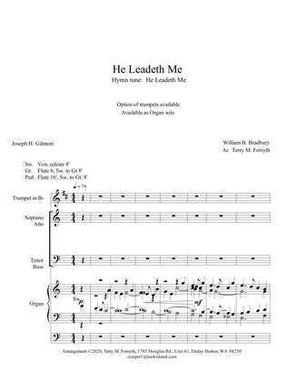 "He Leadeth Me" Triumphant, SATB, trumpets, organ