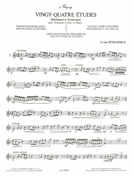24 Etudes Melodiques Et Techniques (trumpet Solo)