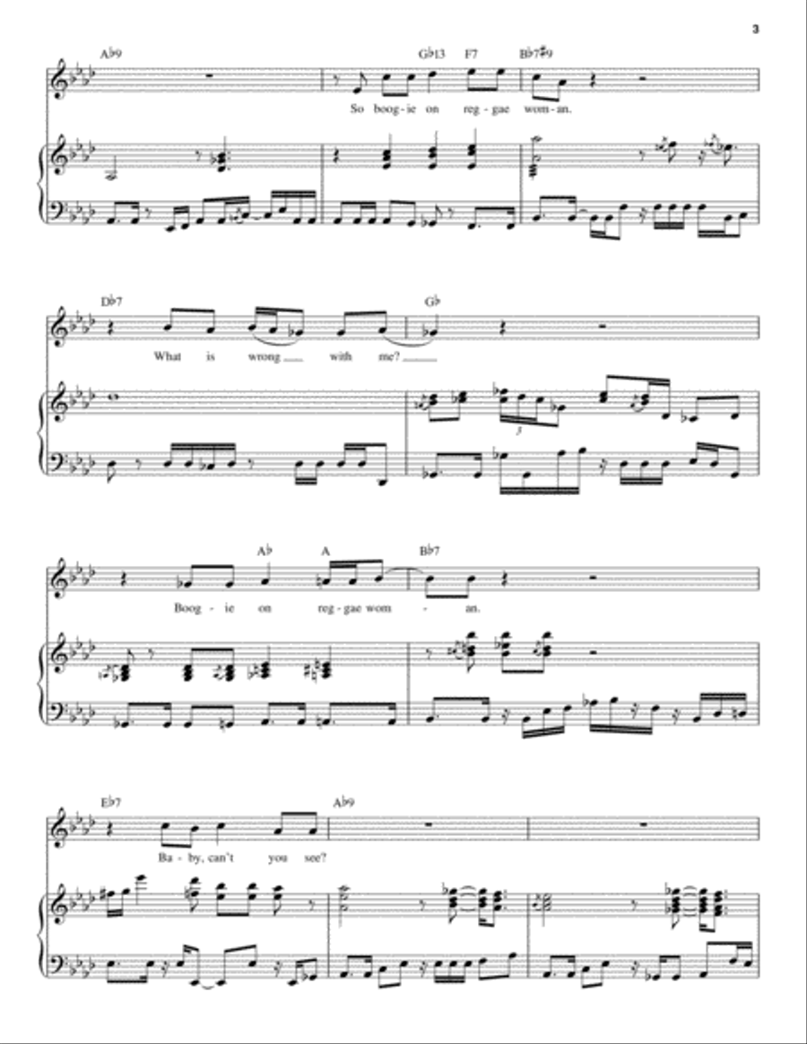 Boogie On Reggae Woman Piano scores gallery preview page 3