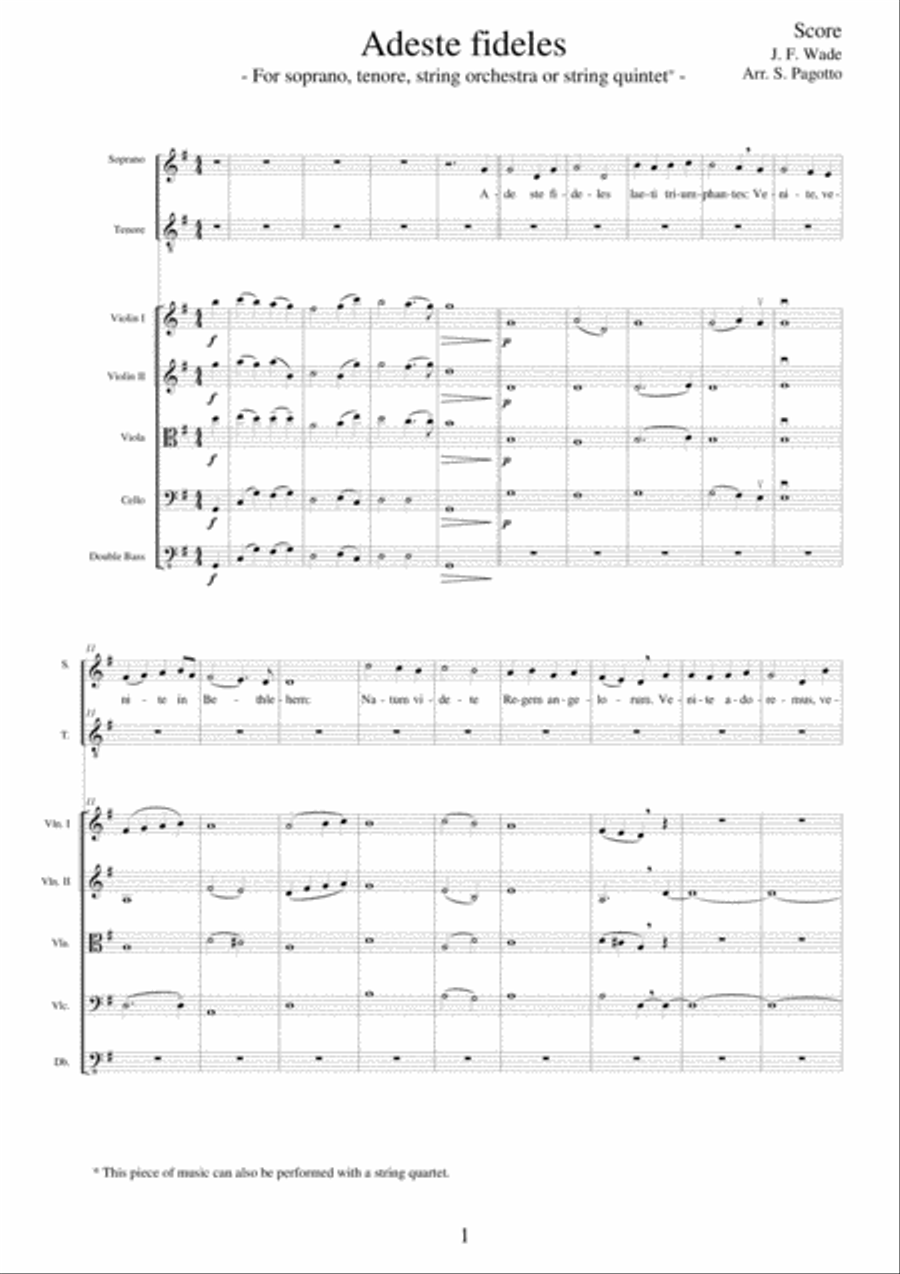 Adeste Fideles for soprano, tenore and string orchestra String Orchestra scores gallery preview page 2