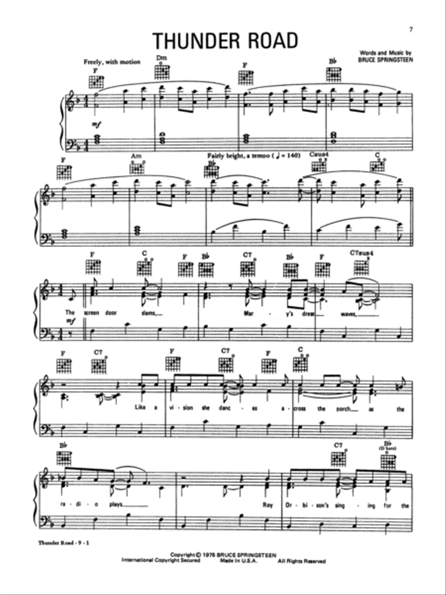 Bruce Springsteen Born To Run Piano, Vocal, Guitar scores gallery preview page 3