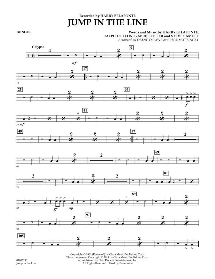 Jump in the Line - Bongos Concert Band scores gallery preview page 1