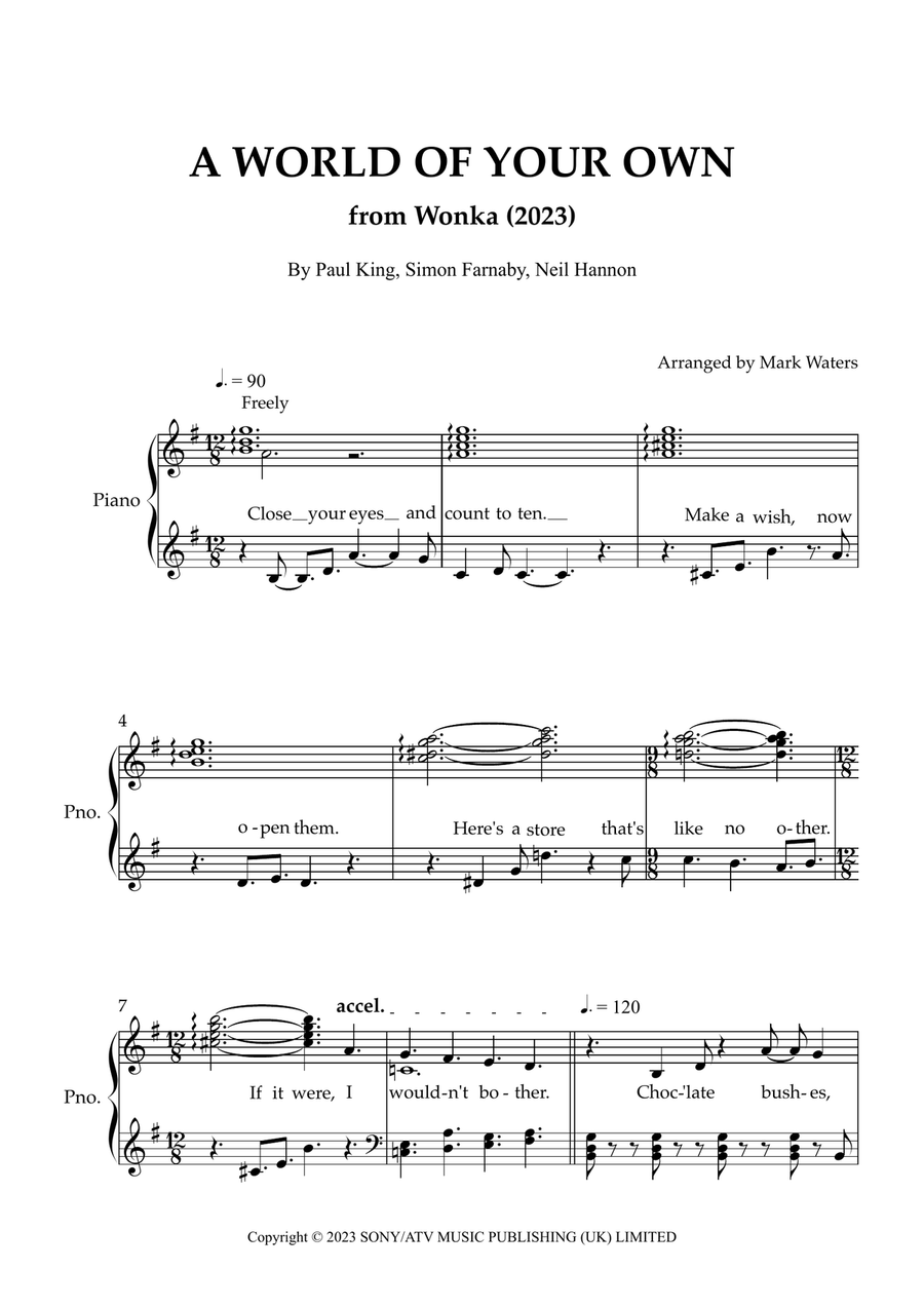 A World Of Your Own Piano, Vocal scores gallery preview page 1