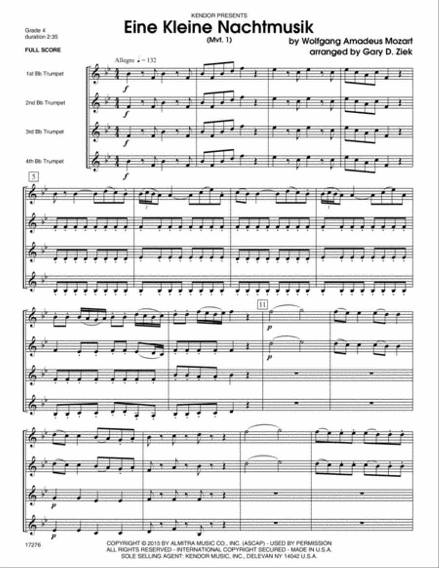 Eine Kleine Nachtmusik (Mvt. 1) B-Flat Trumpet scores gallery preview page 2