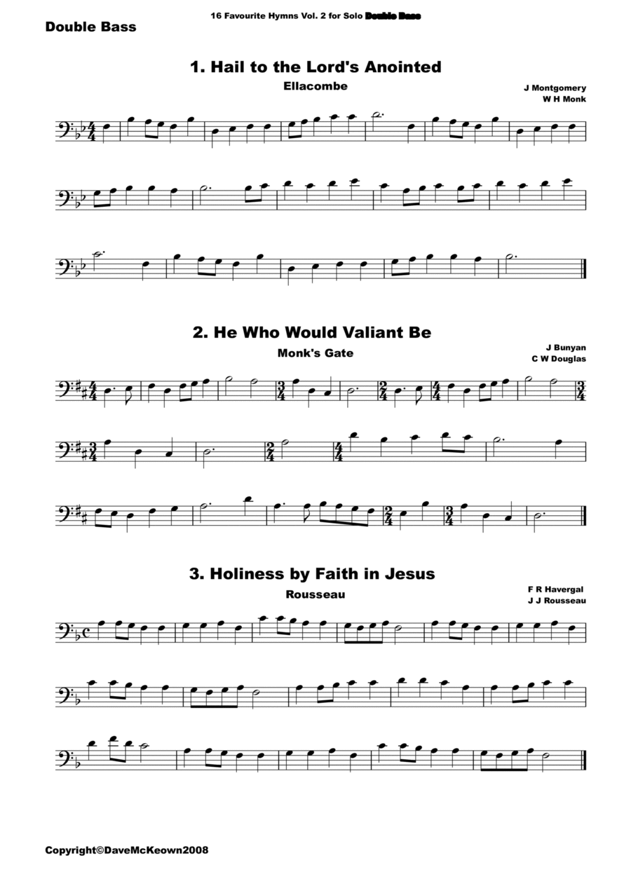 16 Favourite Hymns Vol.2 for solo Double Bass Double Bass scores gallery preview page 1