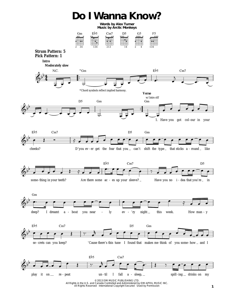 Do I Wanna Know? Acoustic Guitar scores gallery preview page 1