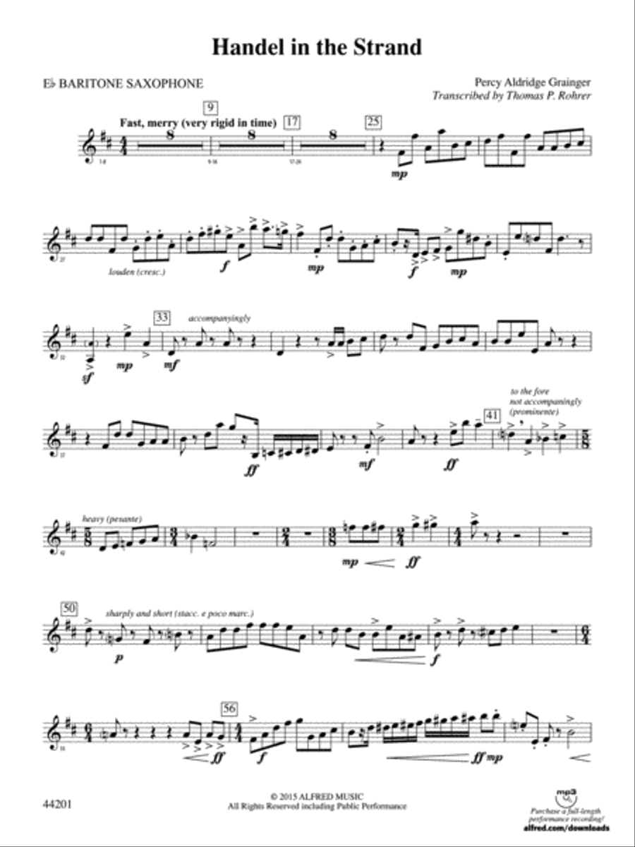 Handel in the Strand: E-flat Baritone Saxophone Concert Band scores gallery preview page 1