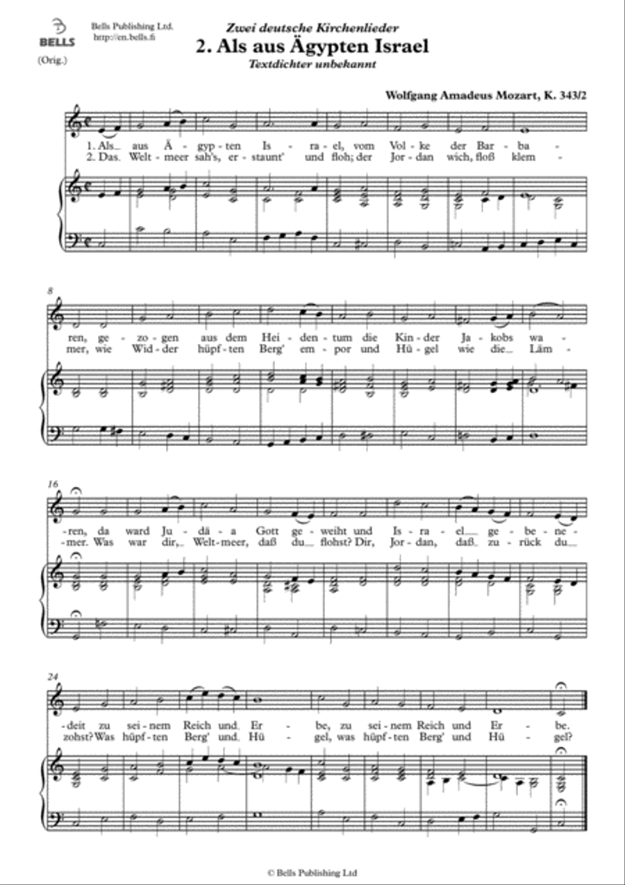 Zwei deutsche Kirchenlieder, K. 343 (Original keys. 1. F Major) Voice Solo scores gallery preview page 2