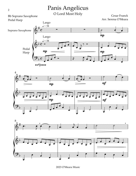 Panis Angelicus, Duet for Bb Soprano Saxophone & Pedal Harp image number null