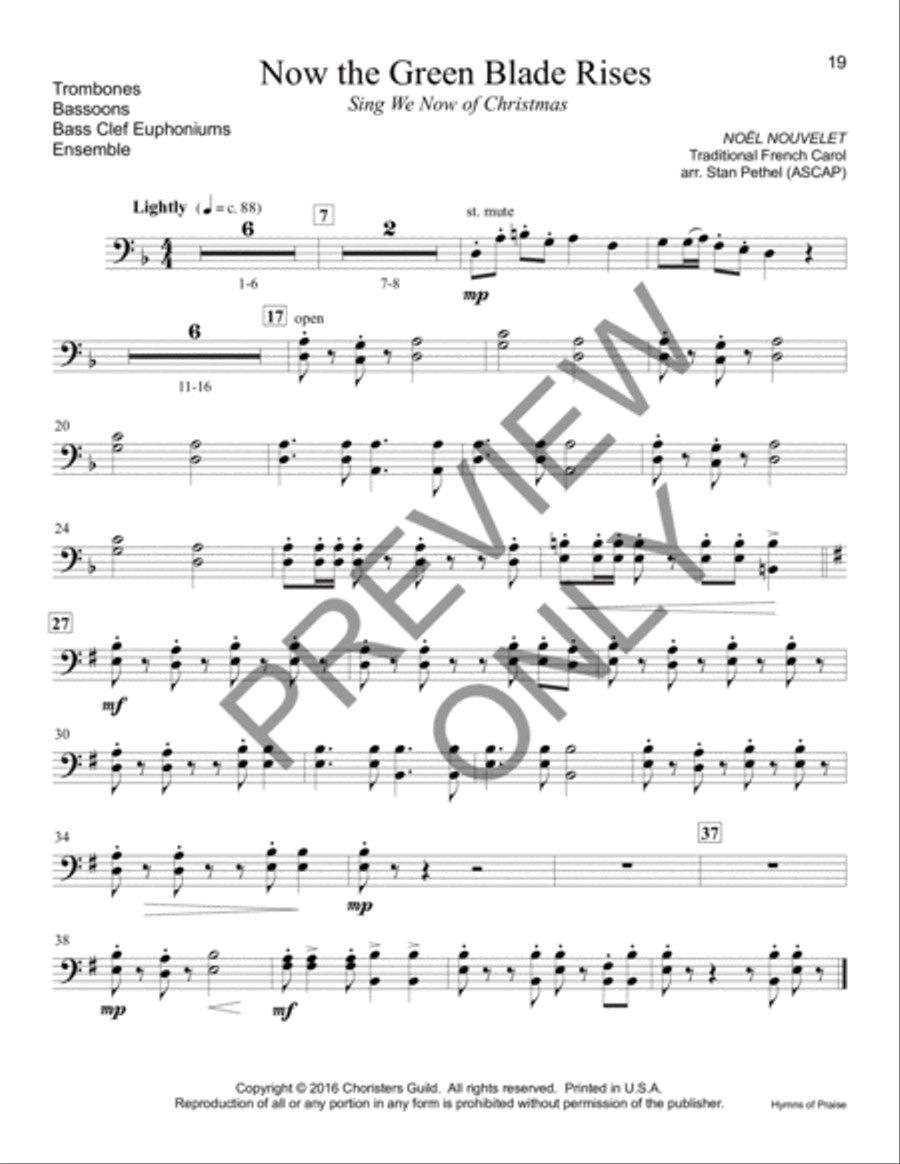 Hymns of Praise - Trombone(s)/Bassoon(s)/BC Euphonium(s) Bassoon scores gallery preview page 3