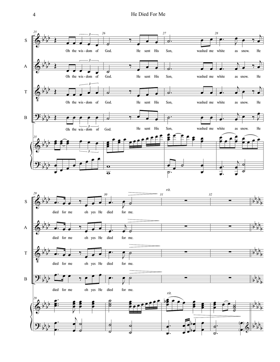 He Died For Me He Died For Me 4-Part scores gallery preview page 6