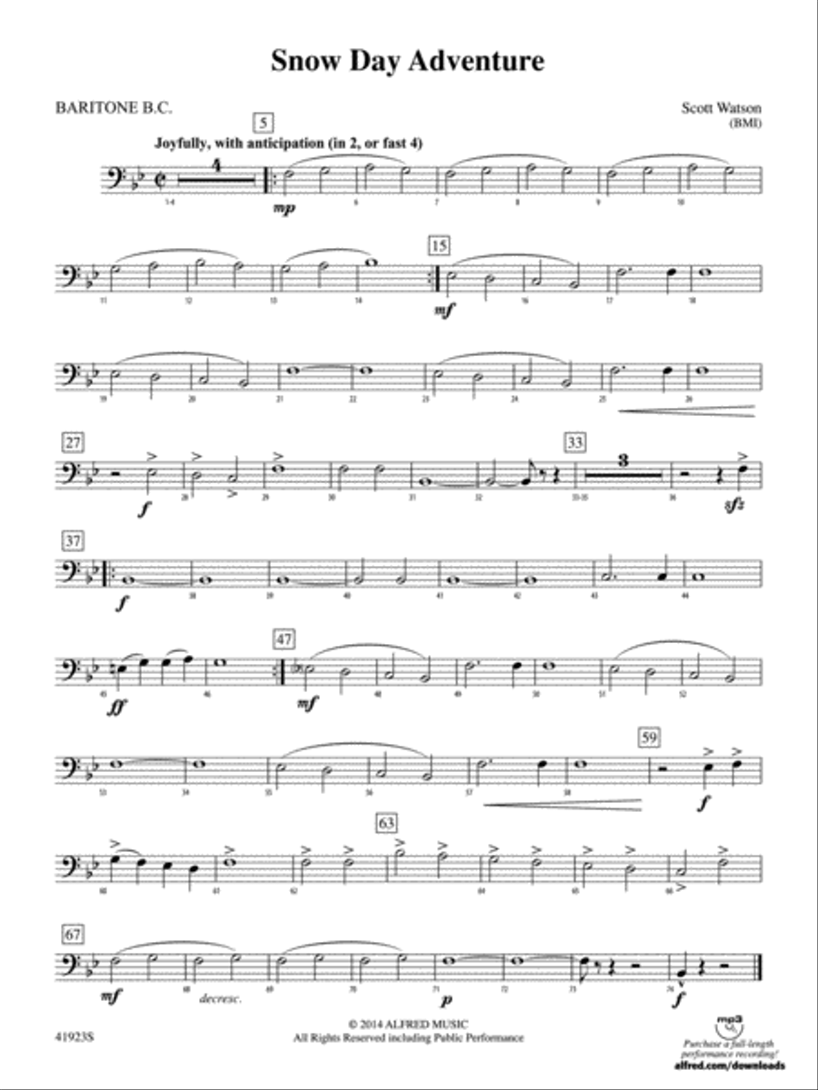 Snow Day Adventure: Baritone B.C. Concert Band scores gallery preview page 1
