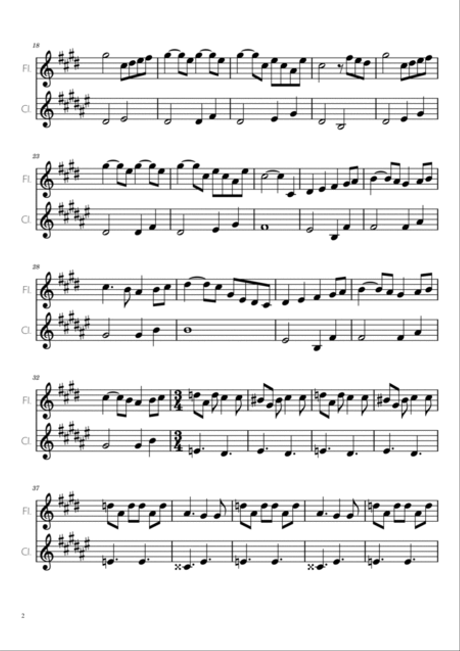 Swan Lake (theme) - Tchaikovsky - Flute and Clarinet Duet Woodwind Duet scores gallery preview page 2