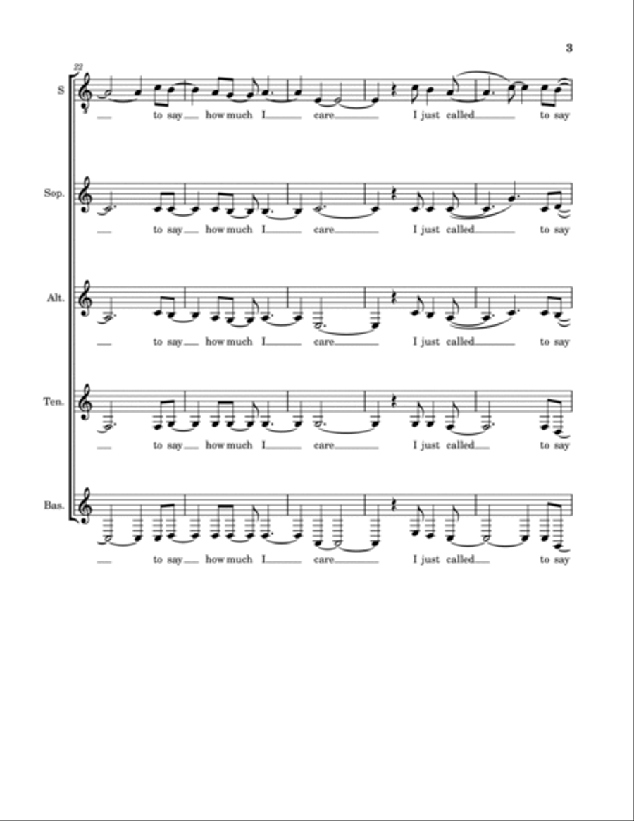 I Just Called To Say I Love You 4-Part scores gallery preview page 3