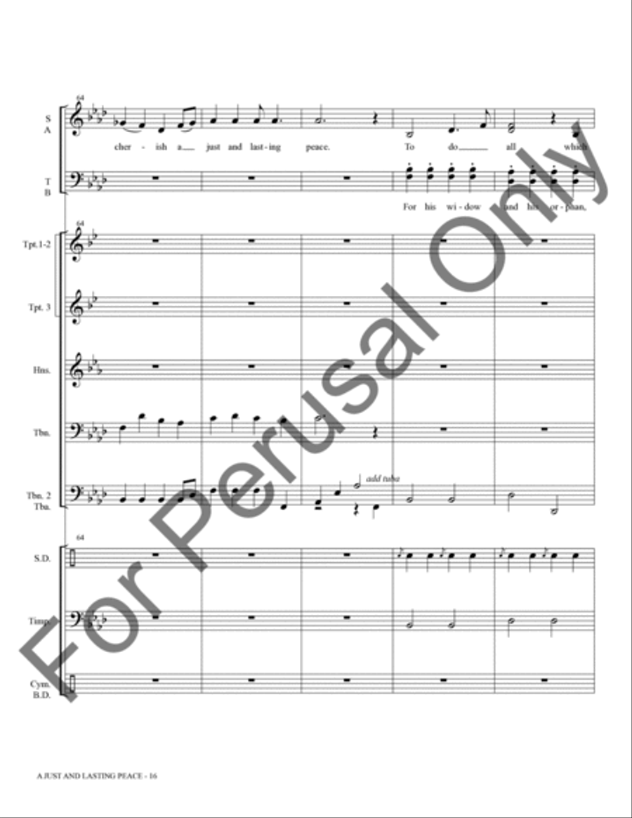 A Just And Lasting Peace (Brass and Percussion Score/Parts) Choir scores gallery preview page 17