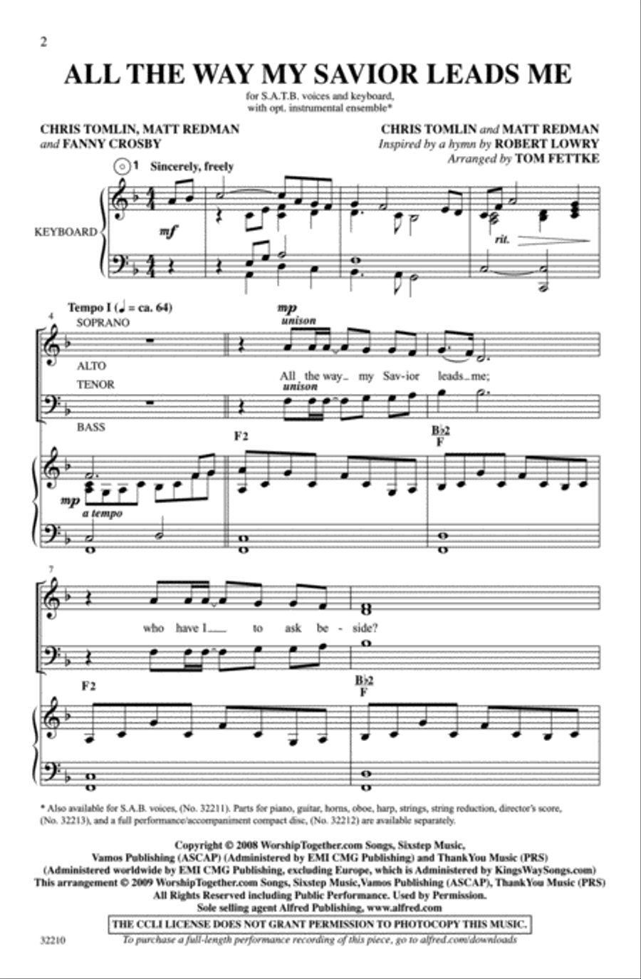 All the Way My Savior Leads Me 4-Part scores gallery preview page 2