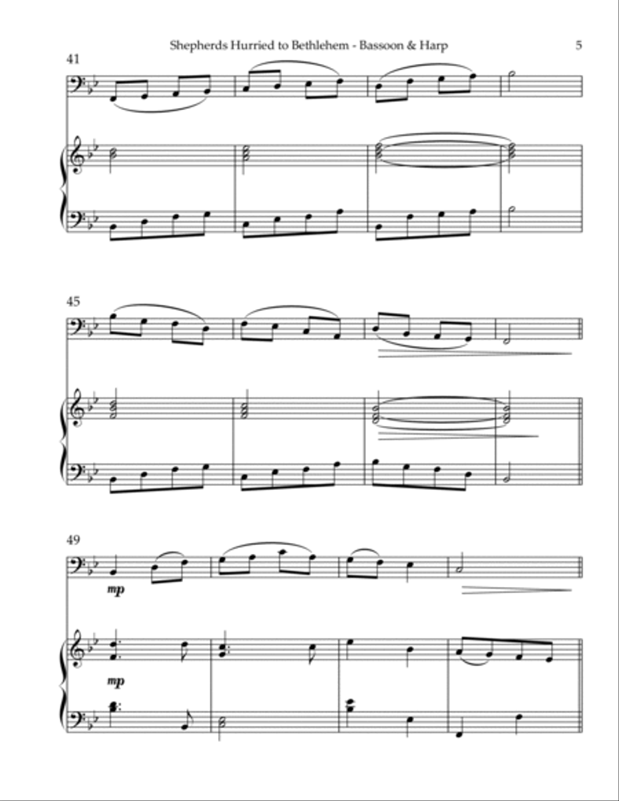 Shepherds Hurried to Bethlehem, Duet for Bassoon & Harp