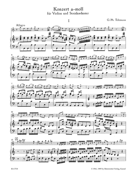 Concerto for Violin, Strings and Basso continuo a minor