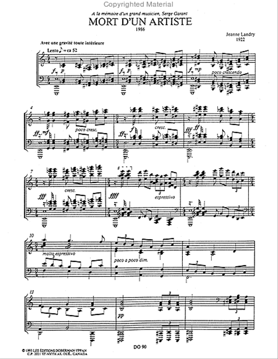 Mort d'un artiste Piano Solo scores gallery preview page 2